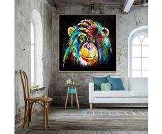 Aquarelle Pensée Singe Mur Art Toile Impressions Abstraites Animaux Pop Art Toile Peintures Mur Décor Photos Pour Chambre Denfant 70x70cm sans cadre