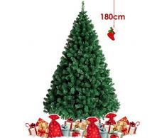 amzdeal Sapin de Noël Artificiel, Arbre de Noël 180cm en PVC, Socle en Métal Stable, Installation Facile, Décoration de Noël Idéale pour Fête Familiale, Bureau, Magasin, Extérieur