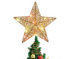 Stobok Étoile de sapin de Noël à lumière chaude 30,5 cm Doré