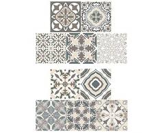 Gurxi Diy Style Autocollant de Carrelage Mural Mosaïque Auto-adhésif Autocollants Style Tuile de Cuisine 20x20 cm pour Carreaux Ou Bureau Dans la Salle de Bain et la Cuisine Décoration 2 Pièces(Motif)