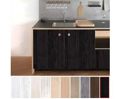 KINLO 5 * 0.61M Stickers Meubles Bois Imperméable Noir en PVC Papier Peint Auto-Adhésif pour Armoire de Cuisine Stickers Muraux Étanche Décor Table Placard Porte Carreaux Cuisine Tiroir