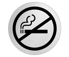 OFFORM Plaque de porte en acier inox brossé, pictogramme "Fumer interdit" Ø 100 mm No.7762