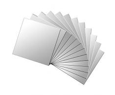 X-Mile 12 Pièces Feuilles Miroir DIY Autocollant Muraux Miroir Non Verre Stickers Muraux pour la Décoration de Surface de Carreaux de Verre en Métal 15x15cm