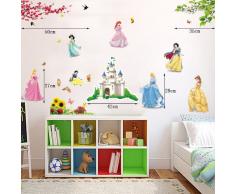 ufengke® Belle Princesse Mignon Petits Nains et le Château de Dessin Animé Stickers Muraux, la Chambre des Enfants Pépinière Autocollants Amovibles