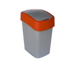 CURVER | Poubelle Flip Bin 25L, Argent / Rouge, Inside Refuse, 26x34x47 cm