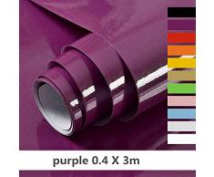 Hode Papier Adhesif pour Meubles Cuisine Porte Mur Stickers Meuble Vinyle Autocollants Meuble Pourpre 40X300cm