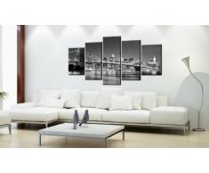 B&D XXL murando Impression sur Toile intissee 200x100 cm 5 Pieces Tableau Tableaux Decoration Murale Photo Image Artistique Photographie Graphique New York Paysages urbains 030211-51