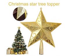 2 Pièces Étoiles Topper Arbre de Noël Paillette Mini Étoile Pointes de Sapin pour Ornements dArbres de Noël Décoration de Fête 15cm et 20cm