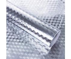 Hode Cuisine Stickers Papier Peint Autocollants Aluminium Rouleau Papier Adhesif Cuisine Imperméable Preuve dhuile Argent 40X300cm