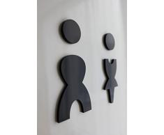 Signes de Toilette Plaque Enseigne Noir brillant Toilette WC Toilettes Plaque de Porte Homme et Femme