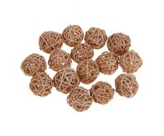 Sharplace 15pcs Boule de Rotin Brindille Naturel pour Enfants Bricolage Artisanat 3cm - Beige