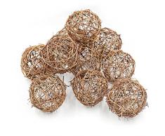 12 pcs/lot Naturel en osier à suspendre en rotin boules pour décoration de fête de mariage Décorations, 10 cm