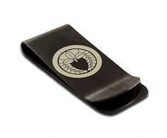 Noir Mat Acier Inoxydable Cimier Samouraï Natsuka Porte-Carte de crédit avec Pince à Billets