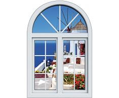 Art déco Stickers Sticker Fenêtre Trompe loeil Moulin - 65x100cm
