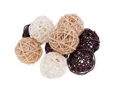 F Fityle Sac de Boules Décoratives Coloré Rotin Naturel pour Bols Vases Décoratifs de Vacances Noël - Multicolore, 10pcs 5cm
