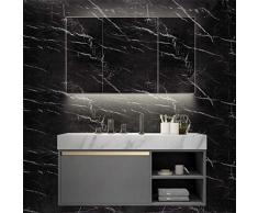 Hode Papier Adhesif pour Meuble de Marbre Noir 40cm X 3m Papier Peint Cuisine Mural Stickers Autocollants Rouleau Decoratif Salle de Bain Étanche Comptoir Mur Table Vinyle Film PVC Durable