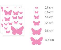 PREMYO Set de 25 Stickers Muraux Enfants Papillons - Autocollants Décoration Murale Chambre Bébé - Facile à Poser Rose