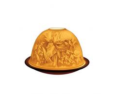 Light-Glow Bougeoir en Porcelaine Motif Coquelicot Blanc 13 x 12 x 8 cm