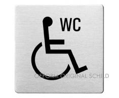 OFFORM Plaque de porte en acier inox brossé, pictogramme "WC Handicapés", 85x85 mm No.8935
