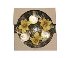 Bledyi Centre de table de Noël 3 bougeoirs Doré