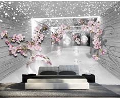 Papier Peint 3d Trompe L'oeil moderne tunnel beton et fleur 21cmX29cm