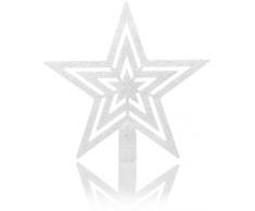 com-four® étoile de Sapin de Noël en étoile Blanche Scintillante pour larbre de Noël, Convient à Tous Les Arbres, étoile Scintillante incassable (01 pièces - 21cm / Blanc)