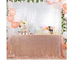 QueenDream Nappe Sequin 50x80 Pouces Or Rose Paillettes Paillettes Tissu De Noël danniversaire Baby Shower De Mariage Décoration Bonbons Nappe
