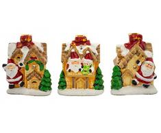 Knox Lot de 3 bougeoirs en céramique avec motif maison de Noël et père Noël