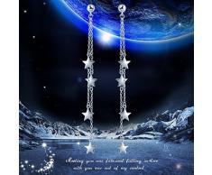 Yumilok Boucle doreille femme fille en argent 925 Pendants doreilles étoile Cadeau Anniversaire Noël