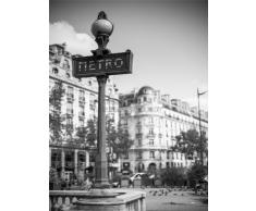 Wee Blue Coo Photo Paysage Retro Metro Sign Paris France Noir Blanc Art Poster Décoration Murale 30,5 x 40,6 cm