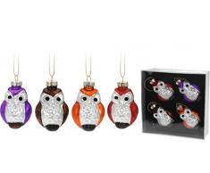 Vos décorations de noël christbaumdeko de noël cimier 4 pièces motif chouettes env. 8 x 4,6 cm (marron/orange/violet/rouge