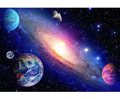 Papier Peint Photo Mural INTISSÉ-(20679V) SYSTÈME SOLAIRE-300x223 cm-6 lés 50x223 cm-Poster Géant XXL- Galaxie Planet Univers Ciel Soleil Nature