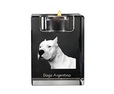 Dogue argentin, Chandelier en cristal, bougeoir avec un chien, souvenir, édition limitée