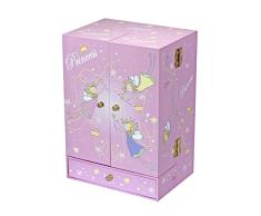 TROUSSELIER - Princesse - Grande Boite à Bijoux Musicale Armoire - Idéal Cadeau Jeune Fille - Musique Menuet de Mozart - Colori Rose