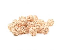 Zhi Jin Lot de 20 boules de rotin naturel, décoration de table de fête, de mariage, de festival, à suspendre, jouet pour animal domestique, 7 cm
