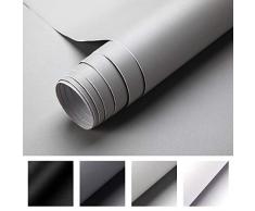 iKINLO Papier Peint Décor 61 * 500CM Moderne Mode Classique épaisse PVC Adhésif Film Papier Peint Imperméable Gris Clair Mat Applicable aux Vieux Meubles et Murs etc.