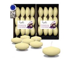 Hyoola Premium Lot de 24 Bougies flottantes Ivoire 7,6 cm 8 Heures Fabrication européenne