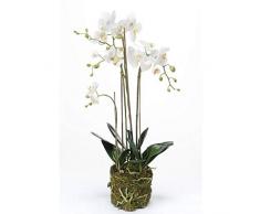 artplants.de Orchidée Phalaenopsis Artificielle Pabla en Motte, Blanche-Jaune, 80cm - Fleur Artificielle - orchidée décorative
