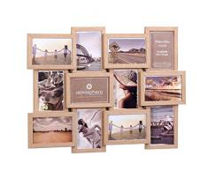 Cadre photo pêle-mêle mural - Capacité 12 photos - Coloris BOIS CLAIR