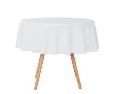 UMI. Essentials Nappe Blanche Rond pour Mariage Decoration 140cm Nappe Noel Impermeable Polyester Protege Table Basse