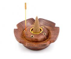 Luxflair Porte-encens en bois de sheesham pour brûler les bâtons dencens et cônes dencens