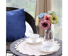 Yazi 50 cm Dessous de Verre à la main au crochet Napperon Fleur Coton Sets de table ronde pour Coffee Shop Deco