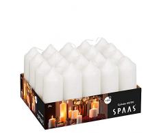 Spaas Plateau de 20 Bougies Pilier Non parfumées Cire de Paraffine Blanche D 40 mm x H 110 mm