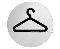OFFORM Plaque de porte en acier inox brossé, pictogramme "Vestiaire", Ø 100 mm No.7510