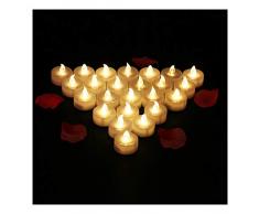 24 PCS Bougies LED Flamme Vacillante Lumière Ambre Chauffe-Plat avec Piles Décoration de Noël Halloween Maison Mariage Anniversaire Soirée Fête