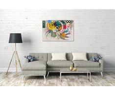 Wassily Kandinsky - Courbe dominante (1936), 80 x 60 cm (plusieurs dimensions disponibles), Impression sur toile encadrée sur cadre en bois véritable et prêt à accrocher, impression à haute qualité fait-main. Stil: Peinture