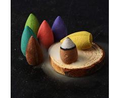 Cozyhoma Lot de 70 cônes dencens à refoulement Thé Vert Encens Osmanthus Jasmin Lavande Rose Bois de Santal Mélange Naturel Cône dencens Fleur Naturel, 70pcs