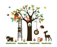ufengke Stickers Muraux Animaux des Bois Autocollants Mural Arbre Hiboux pour Chambre Enfant Bébé Décoration Murale