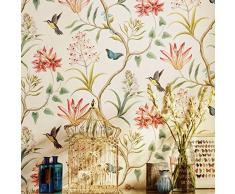 Rouleau de papier peint rustique «Peel and Stick» de American Country Vintage papier floral non tissé auto-adhésif papillon oiseaux Contact Papier peint mur 53 x 300 cm