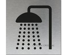 OFFORM Plaque de porte en aluminium brossé "Douche" 120x120mm No.17160-S